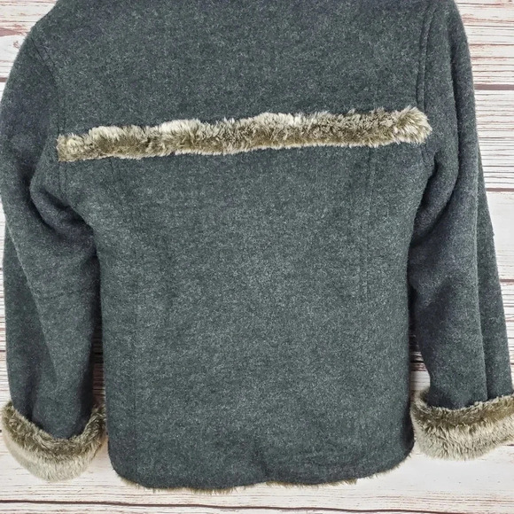 Athleta Womens Small Wool Blend Faux Fur Lined Hooded Coat Gray - Picture 9 of 11